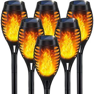 Solar Lights Outdoor, Solar Torch Light with Flickering Flame for Halloween
